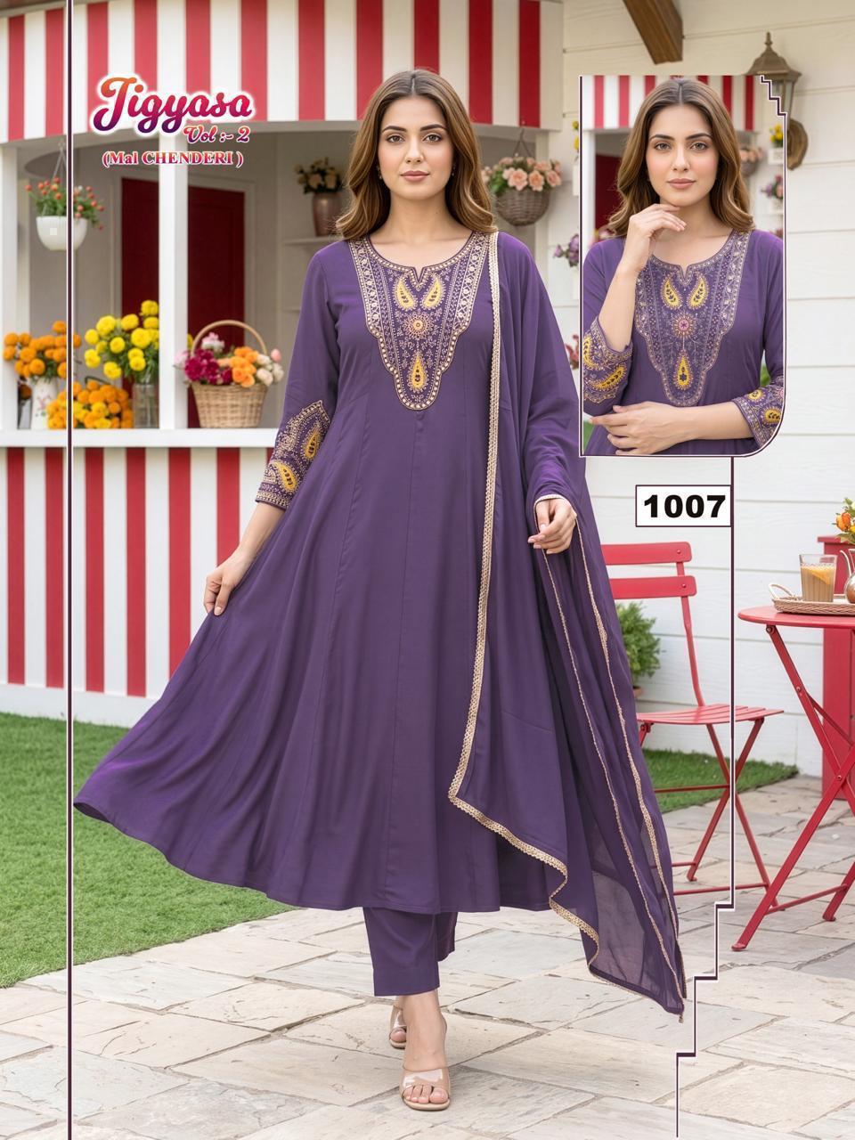 Jigyasa Vol 2 Malviken Chanderi Readymade Anarkali Suits Wholesale Rate