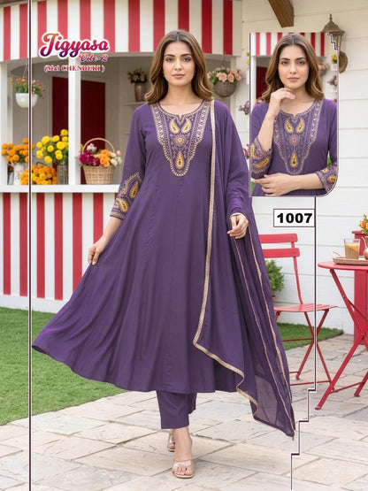 Jigyasa Vol 2 Malviken Chanderi Readymade Anarkali Suits Wholesale Rate