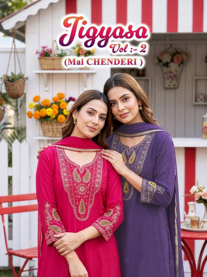 Jigyasa Vol 2 Malviken Chanderi Readymade Anarkali Suits Wholesale Rate