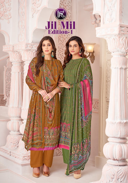 Jil Mil Edition 1 Kala Fashion Pure Muslin Pant Style Suits Supplier India