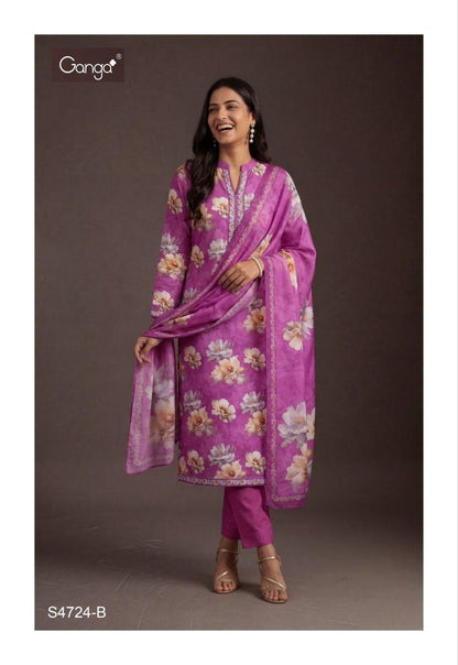 Jimena 4724 Ganga Premium Cotton Pant Style Suits Manufacturer Ahmedabad