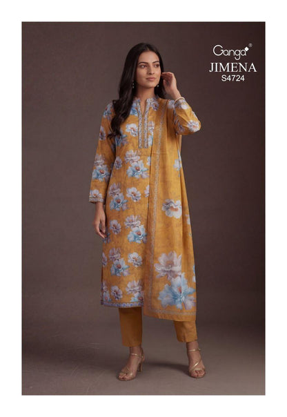 Jimena 4724 Ganga Premium Cotton Pant Style Suits Manufacturer Ahmedabad
