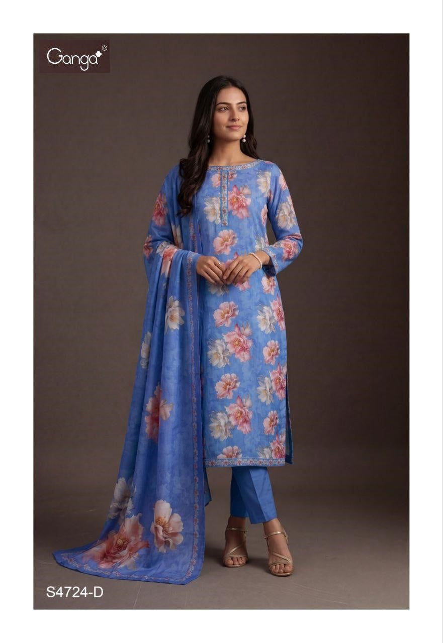 Jimena 4724 Ganga Premium Cotton Pant Style Suits Manufacturer Ahmedabad