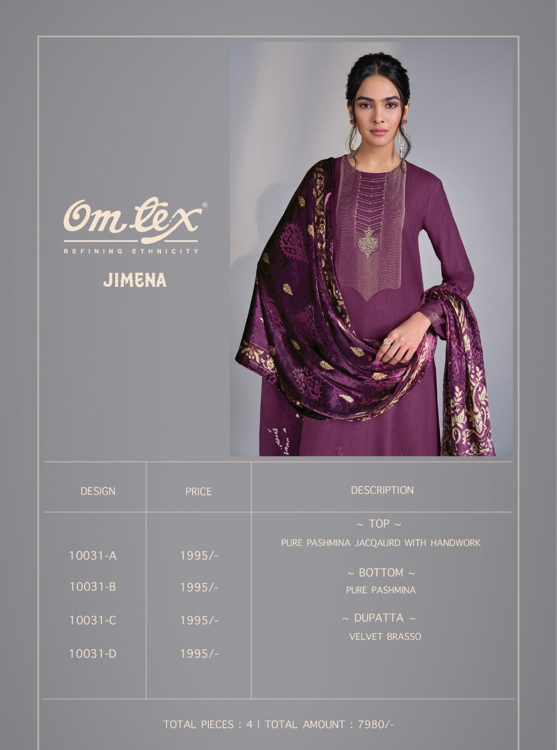 Jimena Omtex Pashmina Suits Manufacturer India
