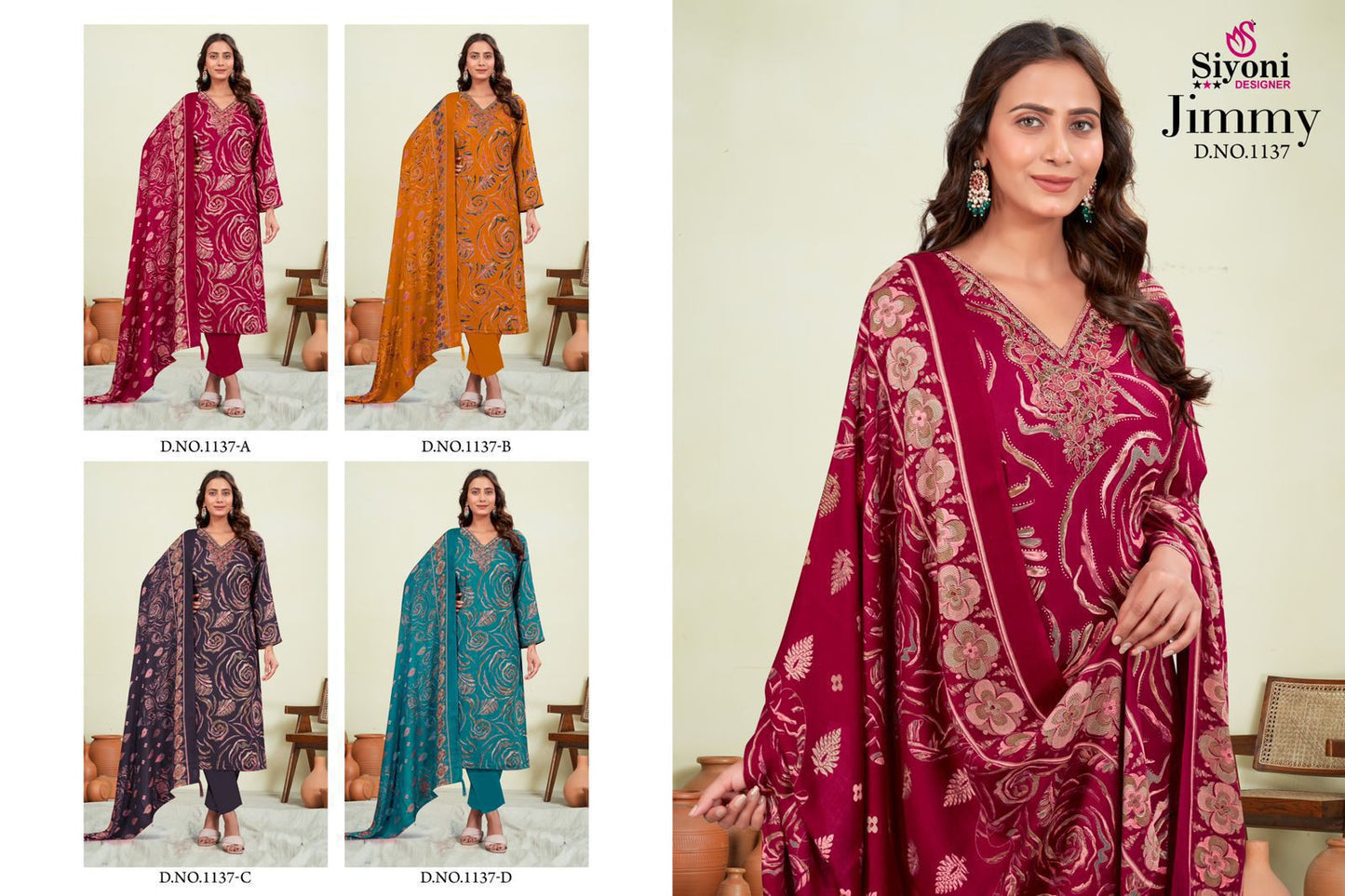 Jimmy Siyoni Viscose Pashmina Suits Exporter Ahmedabad