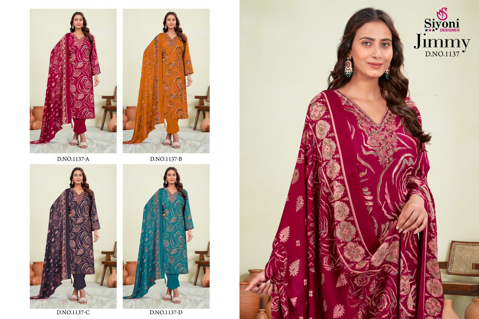 Jimmy Siyoni Viscose Pashmina Suits Exporter Ahmedabad