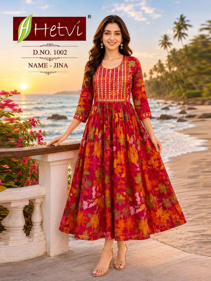 Jina Hetvi Anarkali Kurtis Wholesaler Gujarat
