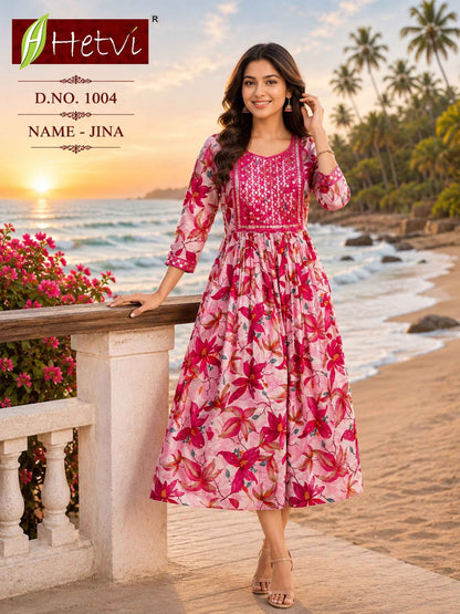 Jina Hetvi Anarkali Kurtis Wholesaler Gujarat