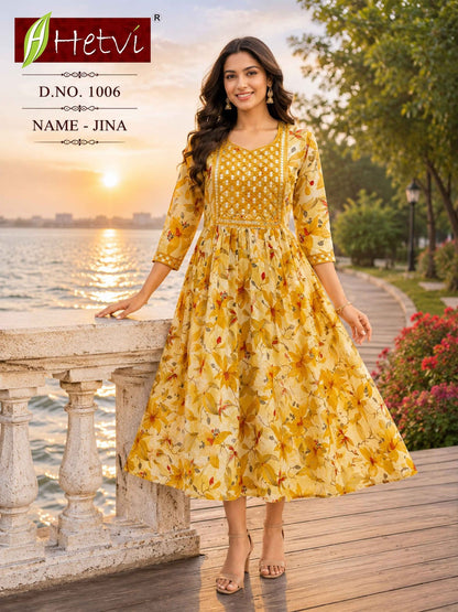 Jina Hetvi Anarkali Kurtis Wholesaler Gujarat