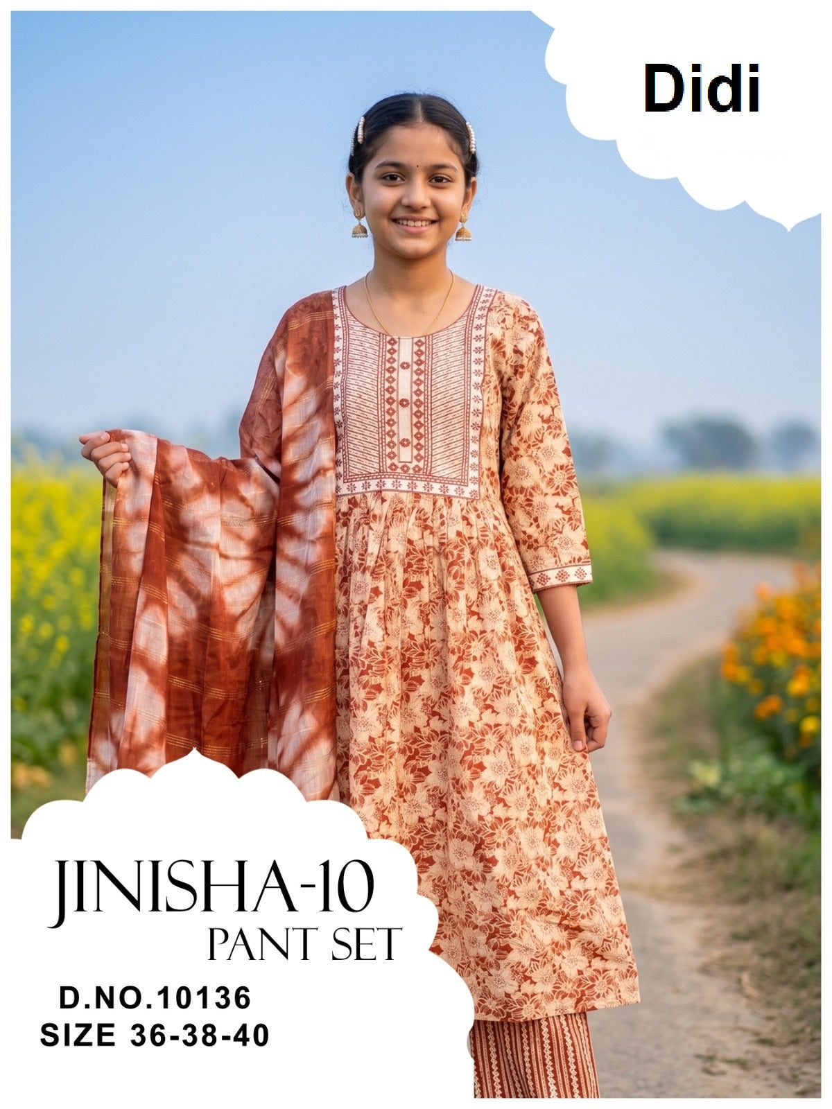 Jinisha 10 Dn 10136 Didi Rayon Girls Readymade Pant Suits Wholesale Price