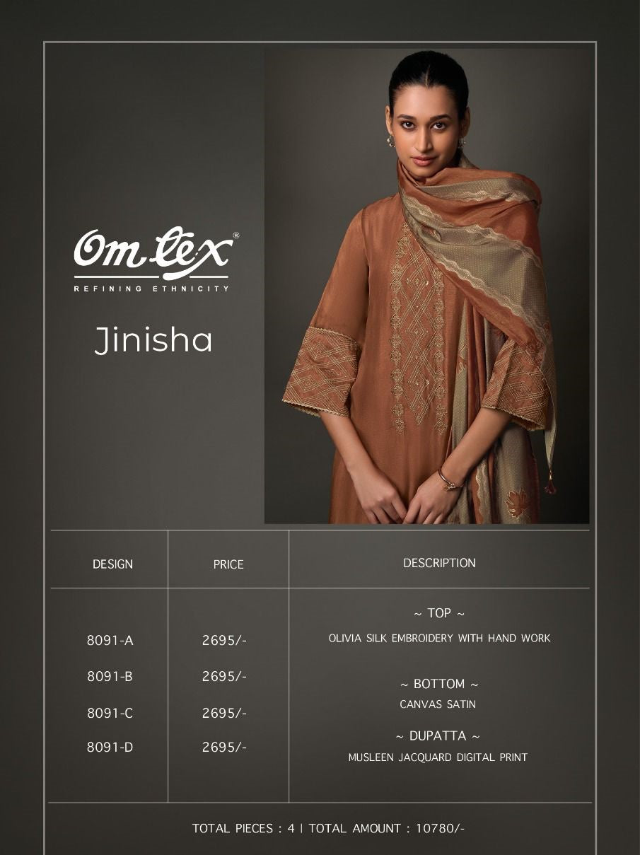 Jinisha Omtex Silk Pant Style Suits Manufacturer