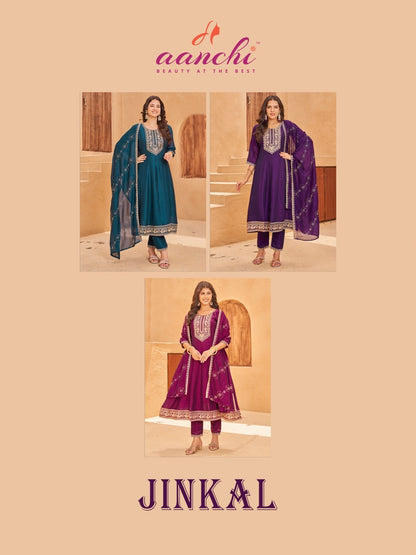 Jinkal Aanchi Vichitra Silk Readymade Anarkali Suits Exporter Gujarat