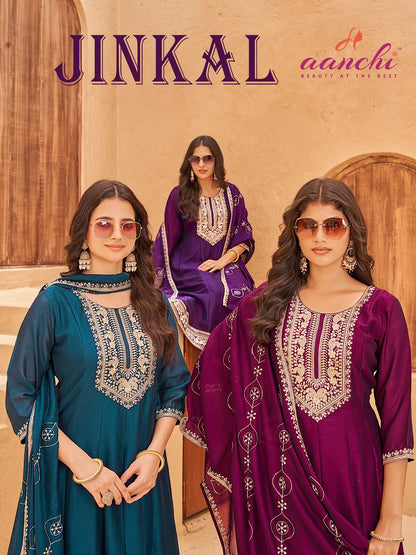 Jinkal Aanchi Vichitra Silk Readymade Anarkali Suits Exporter Gujarat