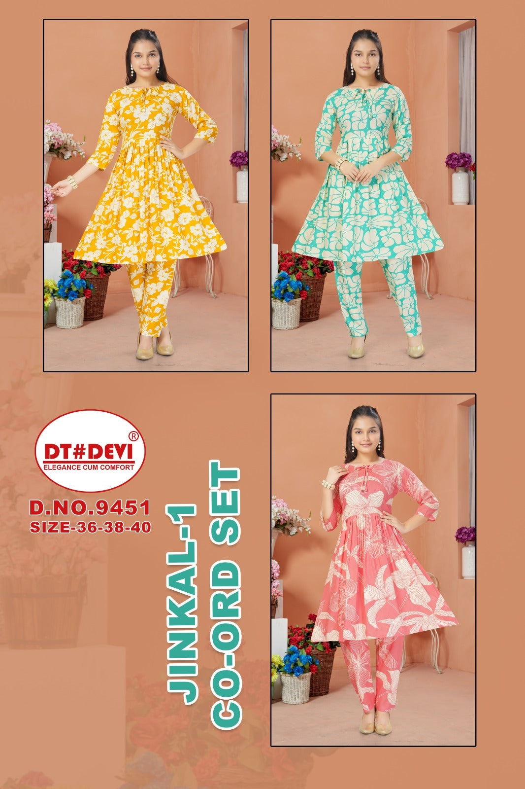 Jinkal Vol 1 9451 Dt Devi Rayon Girls Co Ord Set Manufacturer Gujarat