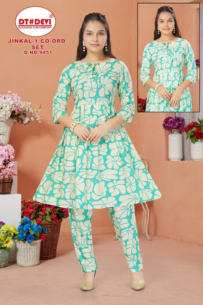 Jinkal Vol 1 9451 Dt Devi Rayon Girls Co Ord Set Manufacturer Gujarat