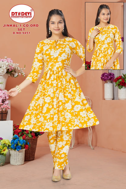 Jinkal Vol 1 9451 Dt Devi Rayon Girls Co Ord Set Manufacturer Gujarat