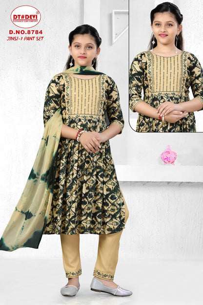 Jinsi Vol 7 8784 Dt Devi Rayon Girls Readymade Pant Suits Exporter Ahmedabad