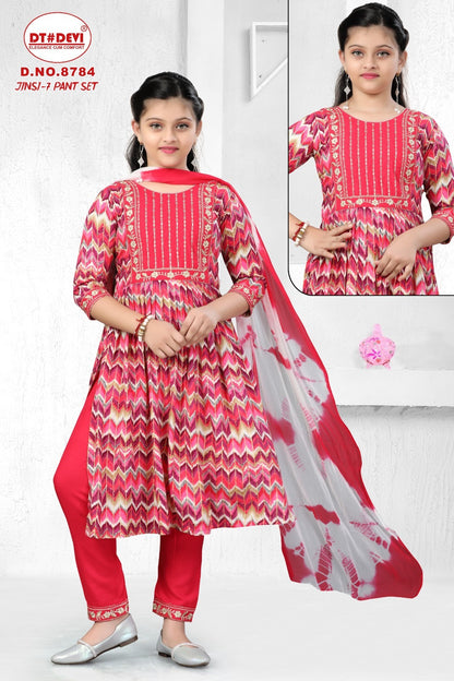 Jinsi Vol 7 8784 Dt Devi Rayon Girls Readymade Pant Suits Exporter Ahmedabad