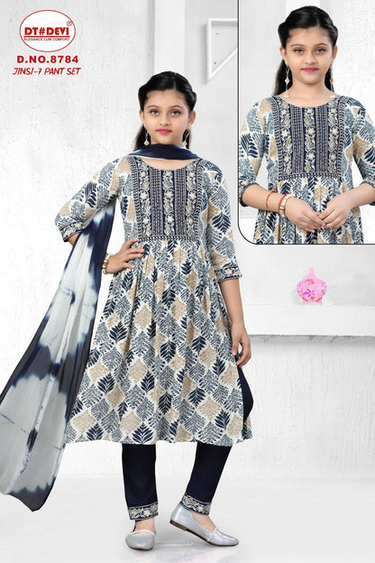 Jinsi Vol 7 8784 Dt Devi Rayon Girls Readymade Pant Suits Exporter Ahmedabad