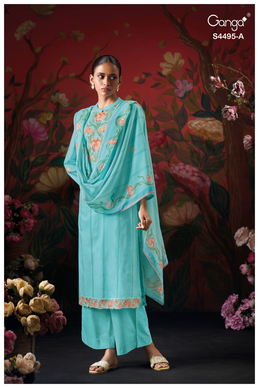 Jirah 4495 Ganga Cotton Plazzo Style Suits Wholesaler Gujarat