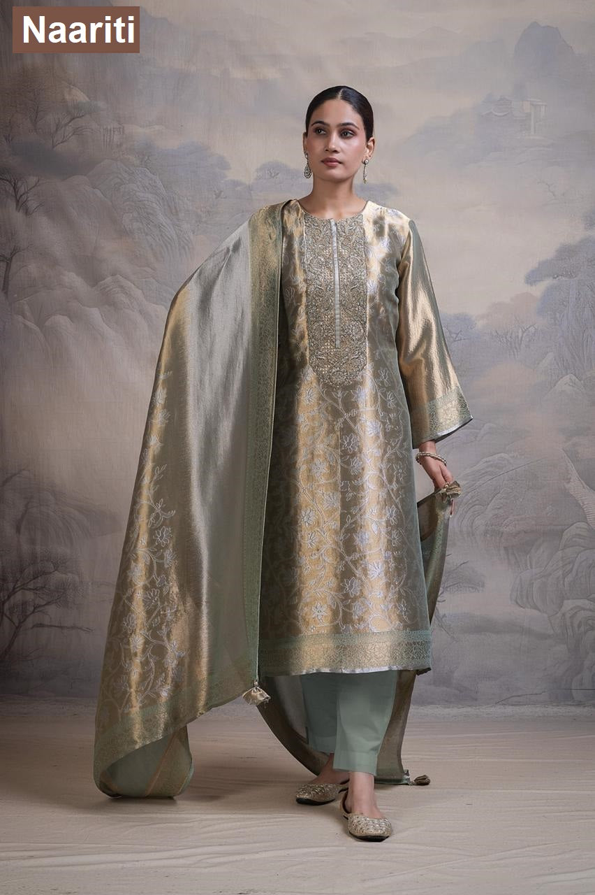 Jismin 2855 Naariti Madurai Silk Pant Style Suits Wholesaler Gujarat
