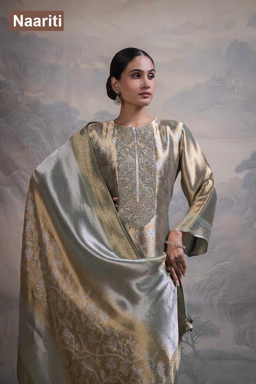 Jismin 2855 Naariti Madurai Silk Pant Style Suits Wholesaler Gujarat