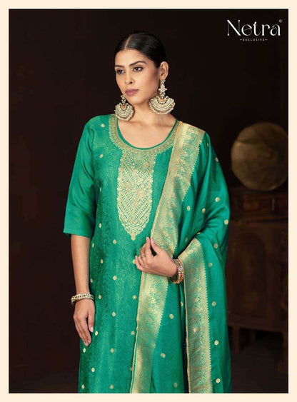 Jitika Netra Silk Pant Style Suits Exporter India