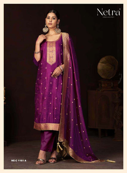Jitika Netra Silk Pant Style Suits Exporter India