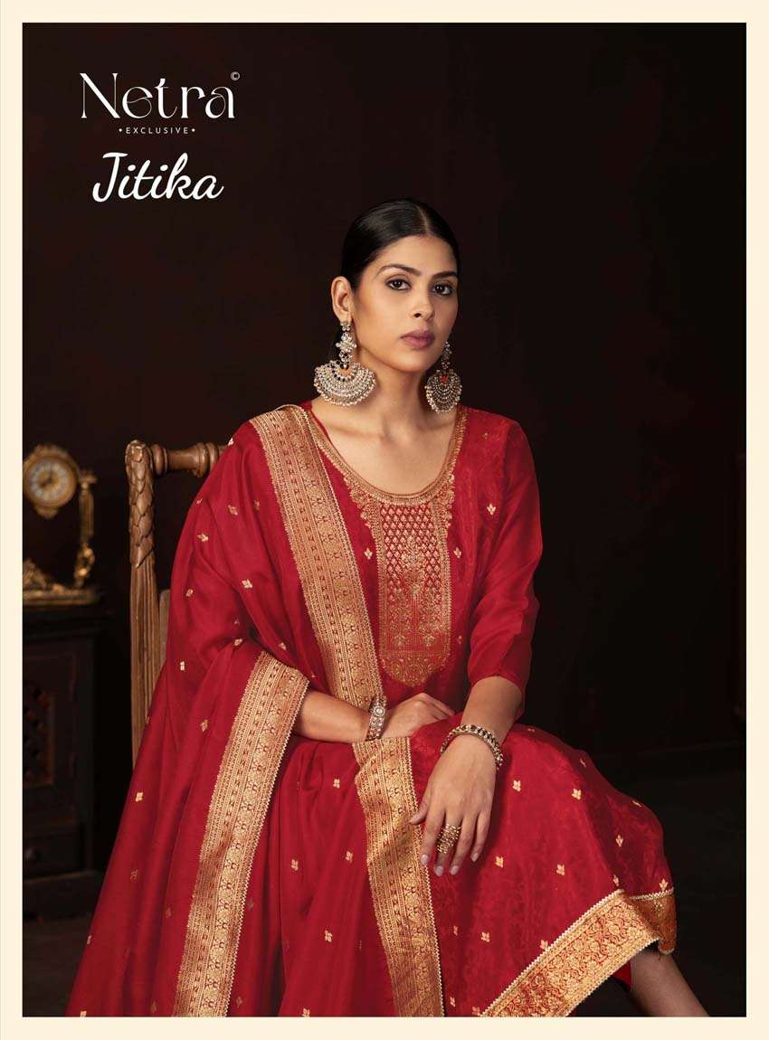Jitika Netra Silk Pant Style Suits Exporter India