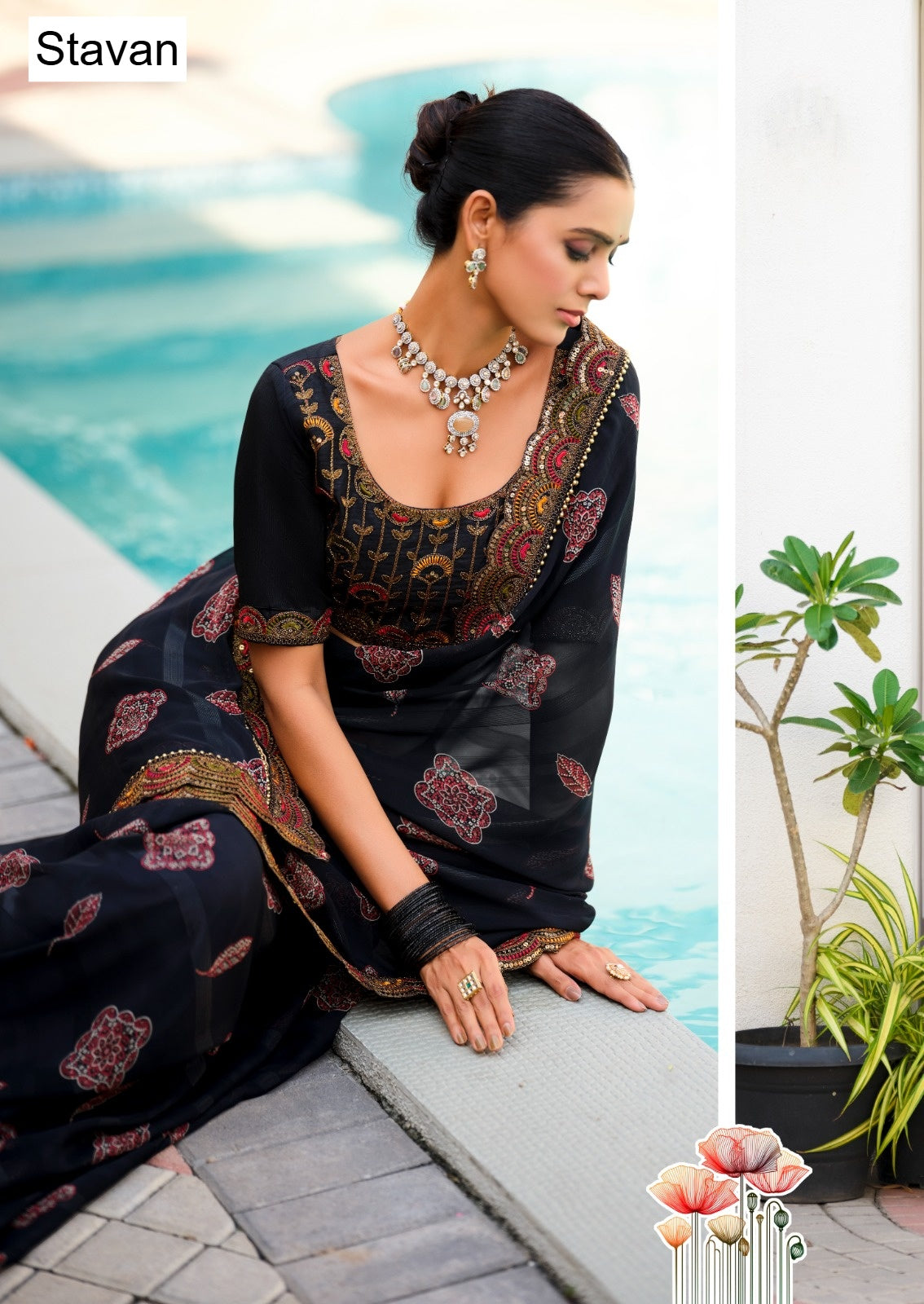 Jiva Stavan Georgette Sarees Wholesale