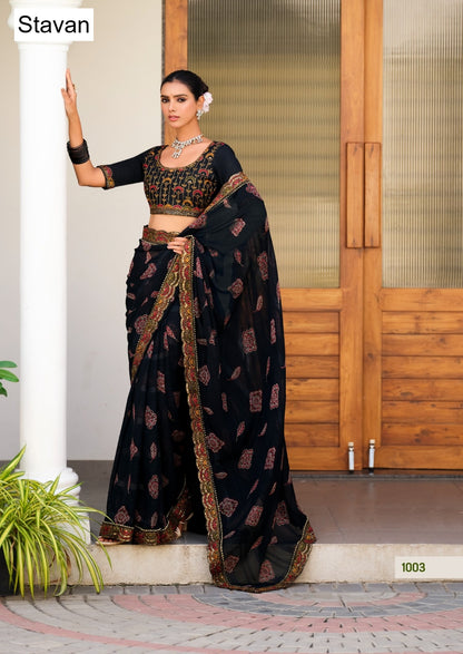 Jiva Stavan Georgette Sarees Wholesale