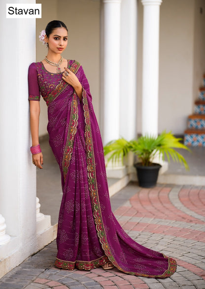 Jiva Stavan Georgette Sarees Wholesale