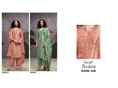Jivana 4390 Ganga Bemberg Silk Plazzo Style Suits Wholesale