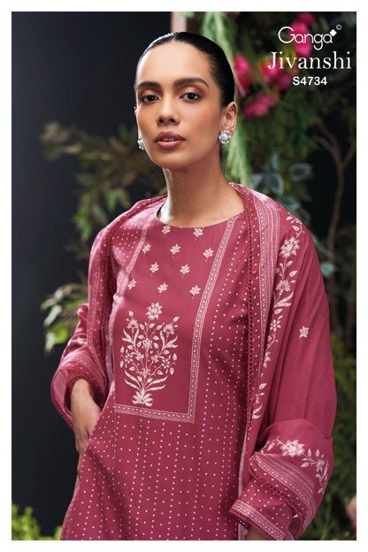 Jivanshi S4734 Ganga Cotton Plazzo Style Suits Exporter Ahmedabad