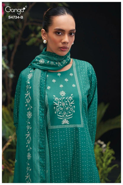 Jivanshi S4734 Ganga Cotton Plazzo Style Suits Exporter Ahmedabad