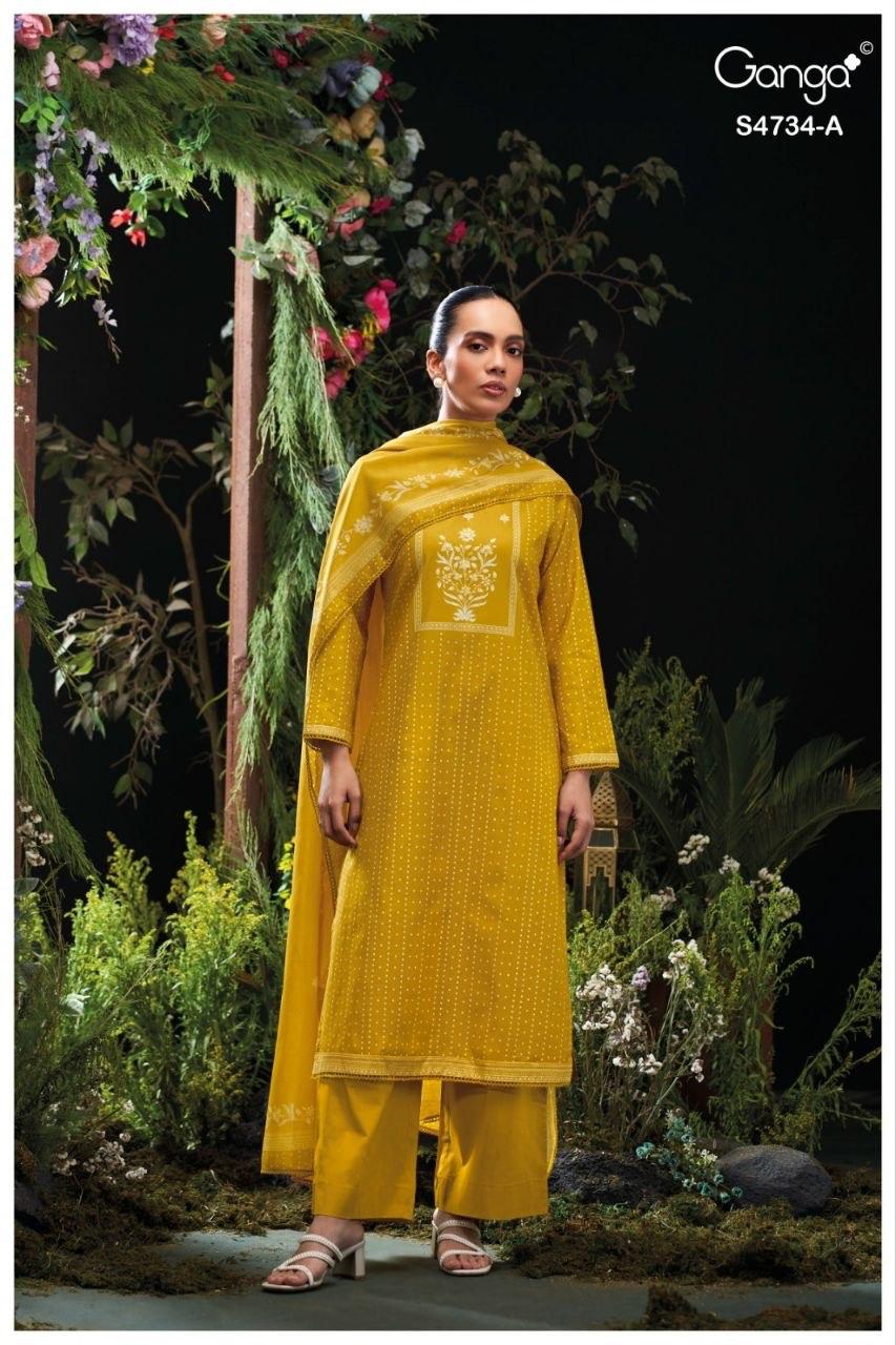 Jivanshi S4734 Ganga Cotton Plazzo Style Suits Exporter Ahmedabad