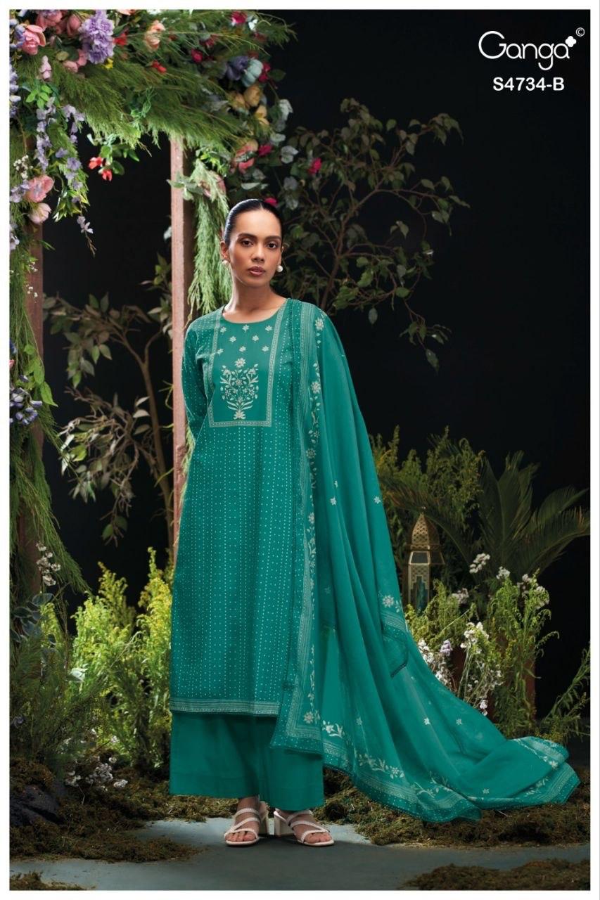 Jivanshi S4734 Ganga Cotton Plazzo Style Suits Exporter Ahmedabad
