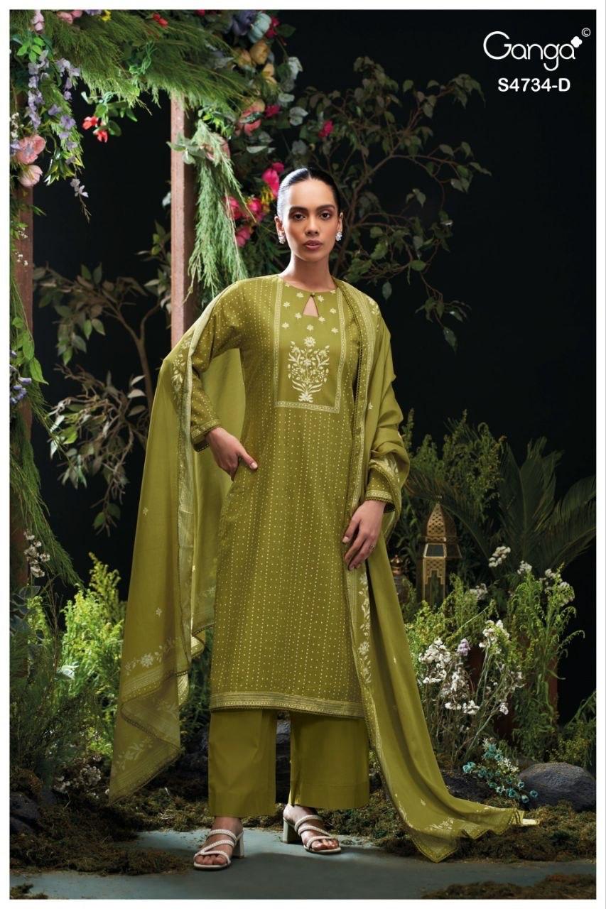 Jivanshi S4734 Ganga Cotton Plazzo Style Suits Exporter Ahmedabad