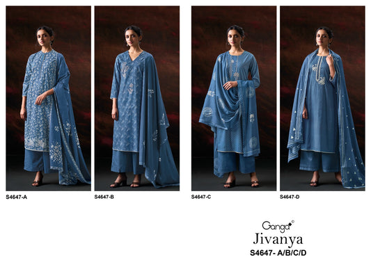 Jivanya 4647 Ganga Cotton Pant Style Suits Exporter Ahmedabad