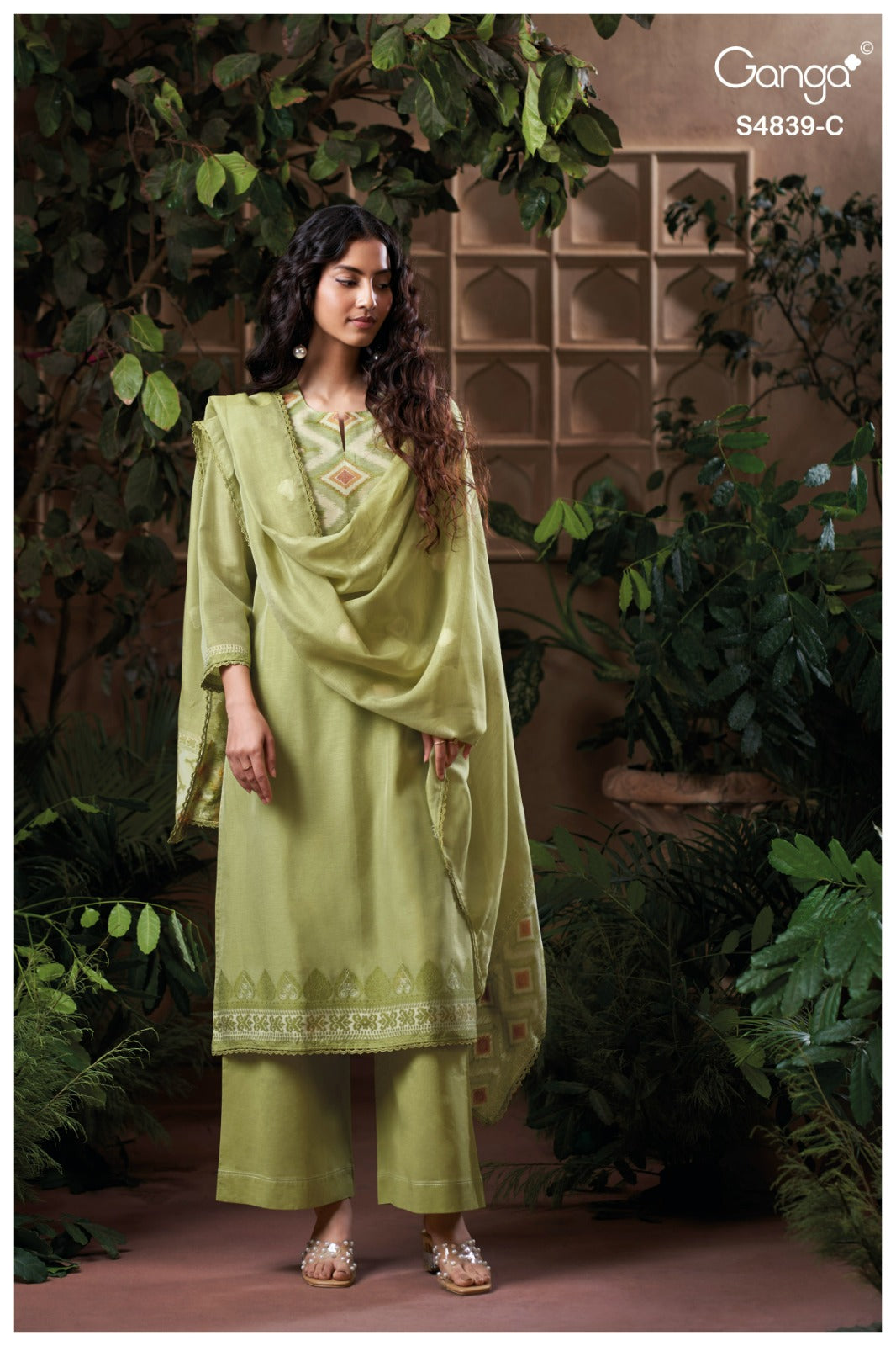 Jivara S4839 Ganga Woven Silk Plazzo Style Suits Manufacturer Ahmedabad
