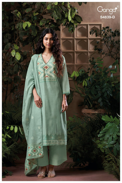 Jivara S4839 Ganga Woven Silk Plazzo Style Suits Manufacturer Ahmedabad