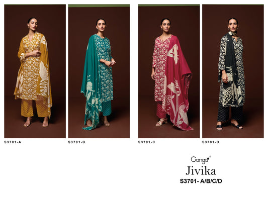 Jivika 3701 Ganga Premium Cotton Plazzo Style Suits Manufacturer
