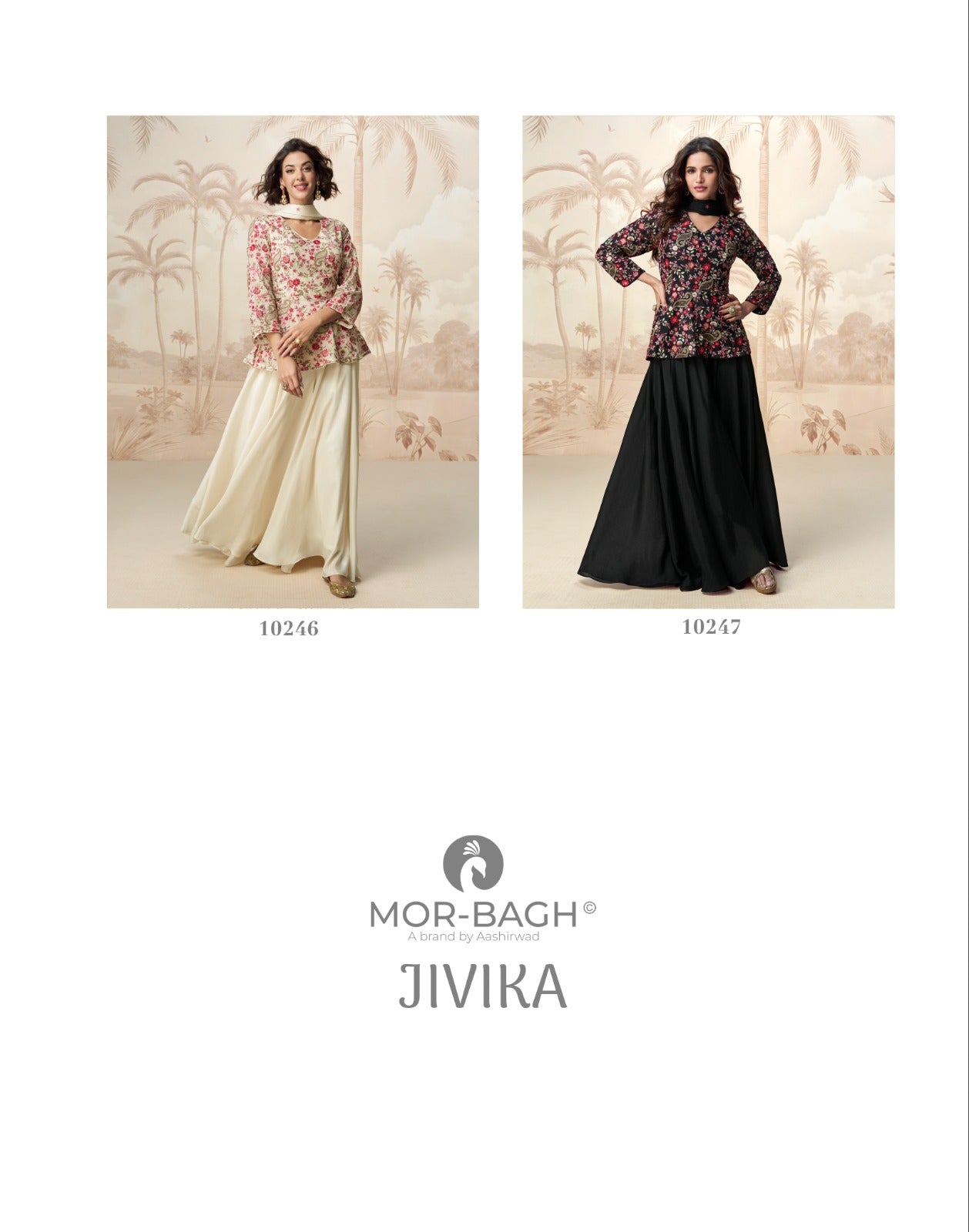 Jivika Mor Bagh Chinnon Silk Readymade Sharara Suits Supplier India