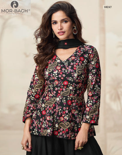 Jivika Mor Bagh Chinnon Silk Readymade Sharara Suits Supplier India