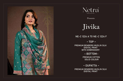 Jivika Netra Bemberg Muslin Pant Style Suits Manufacturer Gujarat