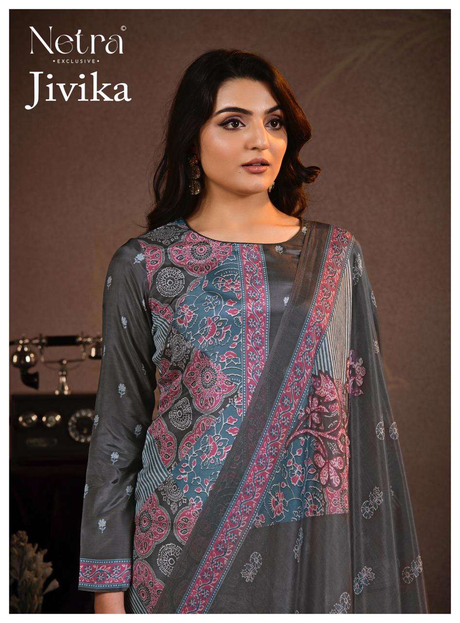 Jivika Netra Bemberg Muslin Pant Style Suits Manufacturer Gujarat