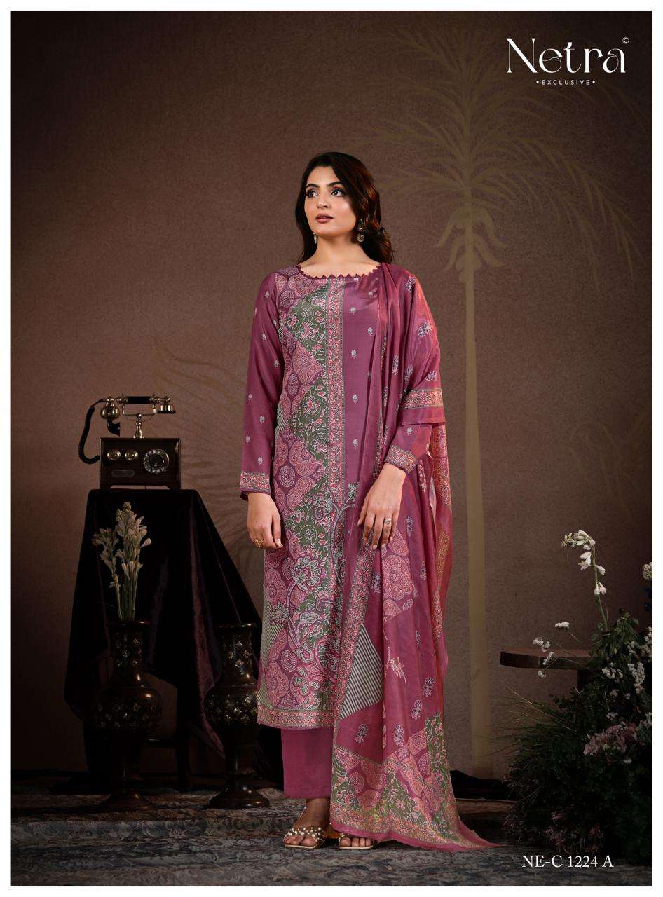 Jivika Netra Bemberg Muslin Pant Style Suits Manufacturer Gujarat