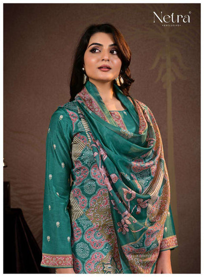 Jivika Netra Bemberg Muslin Pant Style Suits Manufacturer Gujarat