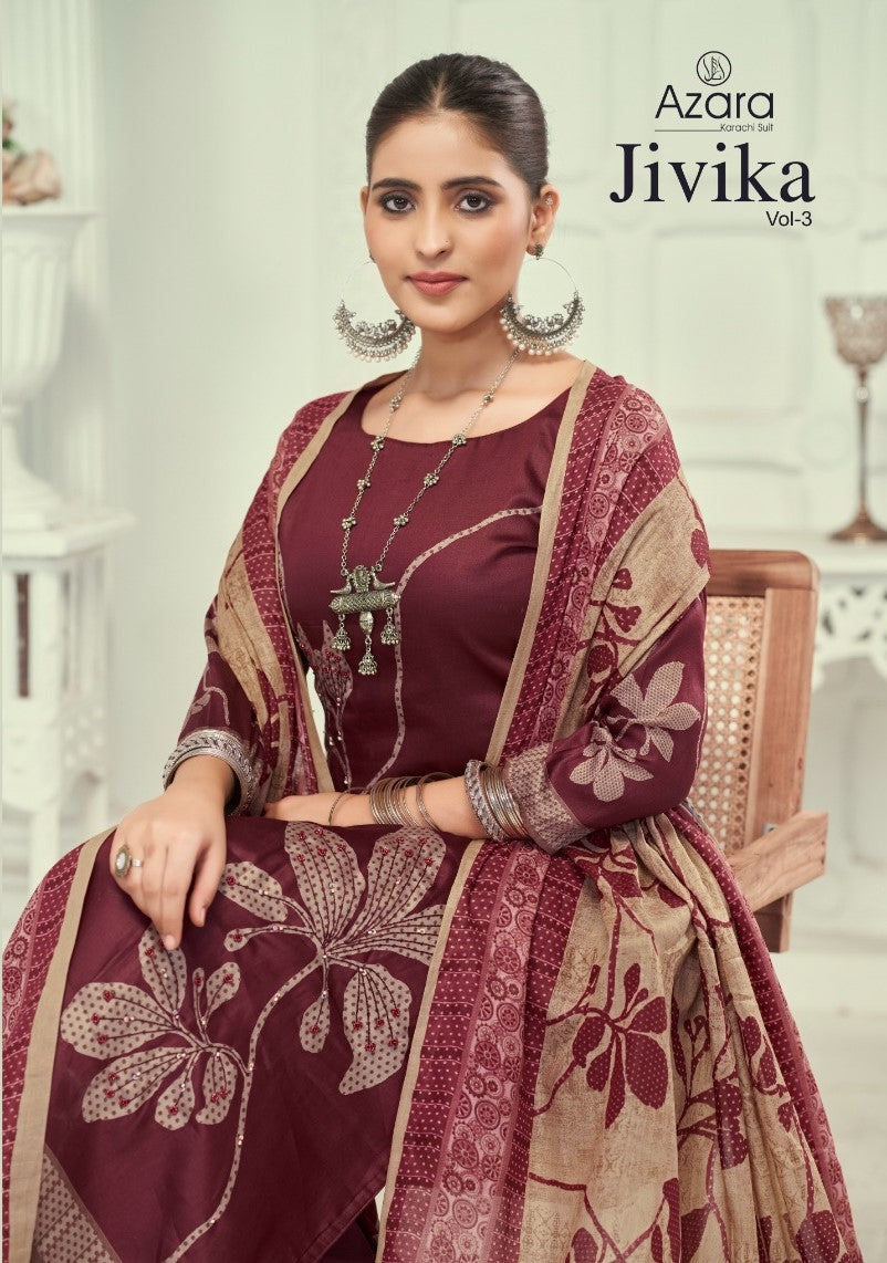 Jivika Vol 3 Radhika Fashion Azara Pure Zam Karachi Salwar Suits Exporter Ahmedabad