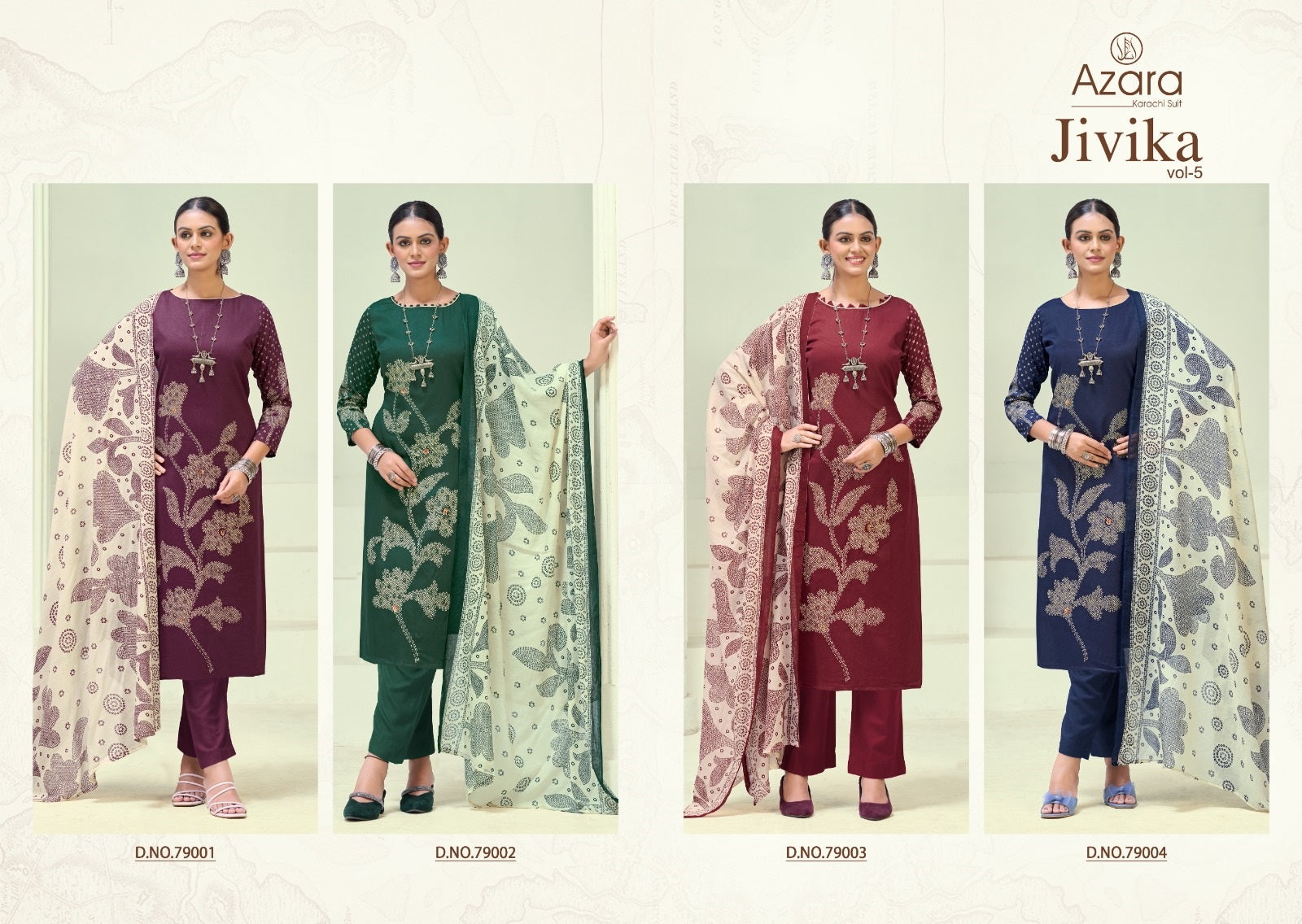 Jivika Vol 5 Radhika Fashion Azara Zam Cotton Karachi Salwar Suits Wholesale